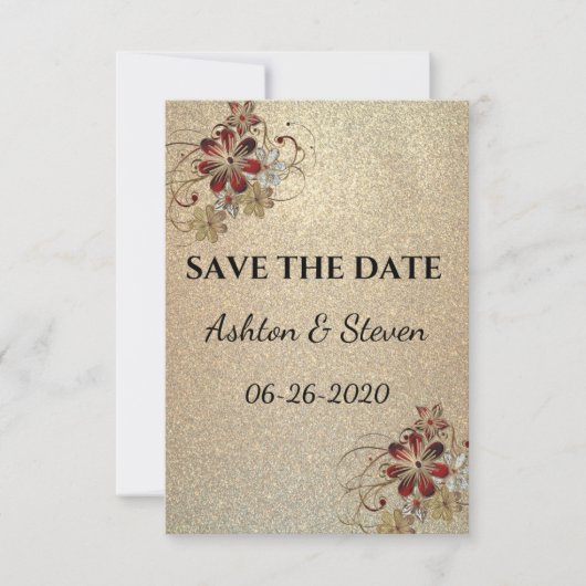 Goud en glitter sparen de datum save the date (Voorkant)