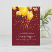 Goud en gouden ballonnen Star Confetti Birthday Kaart (Staand voorkant)