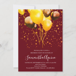 Goud en gouden ballonnen Star Confetti Birthday Kaart