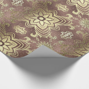 Goud en gouden damesbloemen van chic-roos cadeaupapier