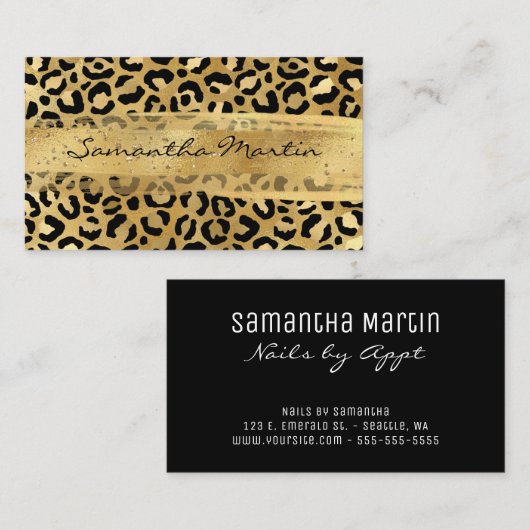 Goud en gouden Folie Lopardpenseel Slag Visitekaartje (Voorkant / Achterkant)