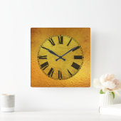 Goud en goudfolie effect vierkante klok (Huis)