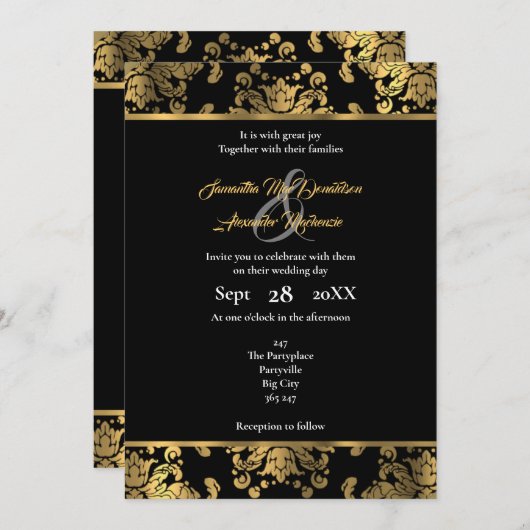 Goud en goudkleurig goudddovenhuwelijk kaart (Voorkant / Achterkant)