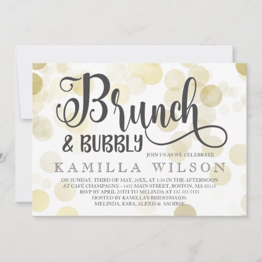 Goud en grijs Brunch en bijbelbaar Vrijgezellenfee Kaart (Voorkant)