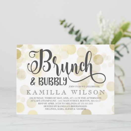 Goud en grijs Brunch en bijbelbaar Vrijgezellenfee Kaart (Staand voorkant)