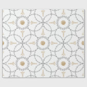 Goud en grijs elegant klassiek  patroon cadeaupapier (Vlak)