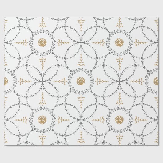 Goud en grijs elegant klassiek  patroon cadeaupapier (Vlak)