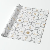 Goud en grijs elegant klassiek  patroon cadeaupapier (Uitgerold)
