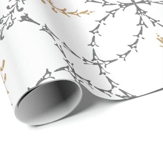 Goud en grijs elegant klassiek patroon cadeaupapier (Rol Hoek)