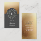 Goud en grijs Floral Baby's grote monogram Visitekaartje (Voorkant / Achterkant)