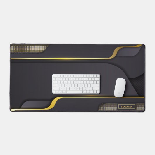 Goud en grijs gaming ontwerp op maat monogram bureaumat (Keyboard & Muis)