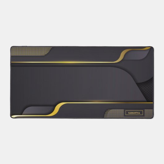 Goud en grijs gaming ontwerp op maat monogram bureaumat (Voorkant)