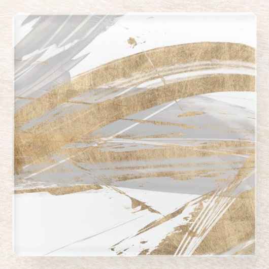 Goud en grijs glazen onderzetter (Voorkant)