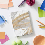Goud en grijs iPad pro cover<br><div class="desc">Gold & Grey II van Studio W. Biedt grijze en goudlijnen tegen een witte achtergrond.</div>