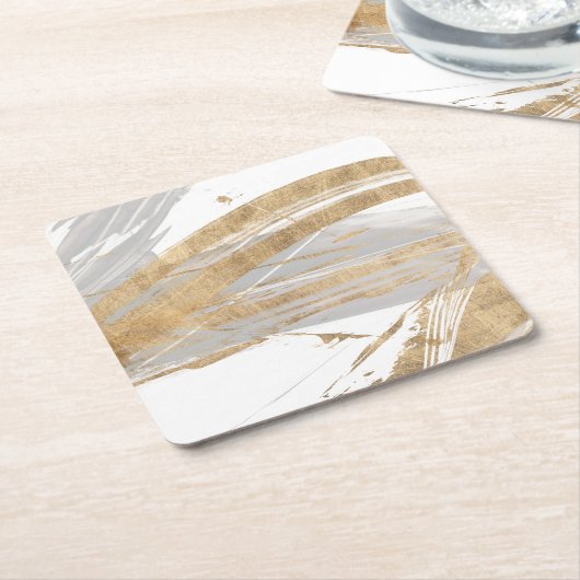Goud en grijs kartonnen onderzetters (Schuin)