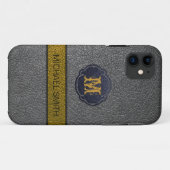 Goud en grijs leer Case-Mate iPhone case (Achterkant (horizontaal))