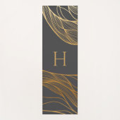 Goud en grijs modern patroon monogram yogamat (Voorkant)