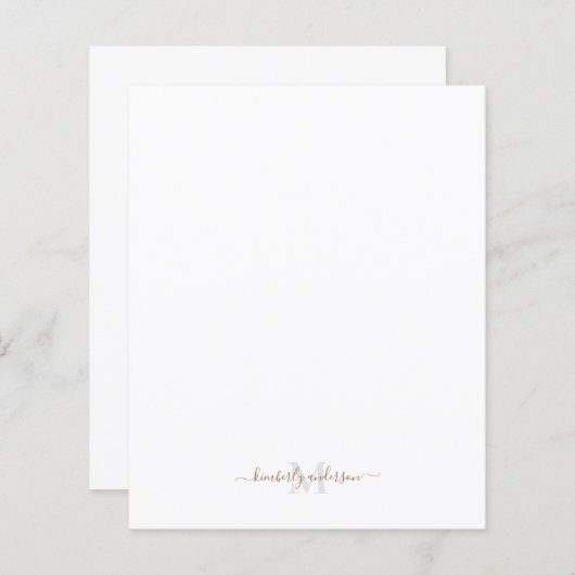 Goud en grijs monogram, aangepast script (Voorkant / Achterkant)