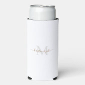 Goud en grijs monogram en Script-namen bruiloft Seltzer Blikjeskoeler (Seltzer Voorkant)