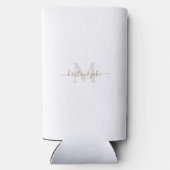 Goud en grijs monogram en Script-namen bruiloft Seltzer Blikjeskoeler (Achterkant)