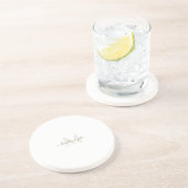 Goud en grijs monogram en Script Names Round Zandsteen Onderzetter (Zijkant)