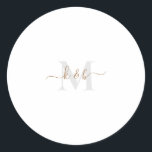 Goud en grijs Monogram-wasscript Ronde Sticker<br><div class="desc">Moderne gouden en grijze Sticker. Combolettertype. Was. Eenvoudig.</div>