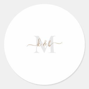 Goud en grijs Monogram-wasscript Ronde Sticker