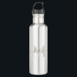 Goud en grijs Monogram-wasscript Waterfles<br><div class="desc">Moderne gouden en grijze monogram roestvrijstalen waterfles. Combolettertype. Was. Eenvoudig.</div>