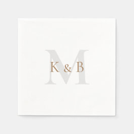 Goud en grijs Monogram White Cocktail Napkins Servet