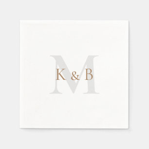 Goud en grijs Monogram White Cocktail Napkins Servet