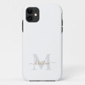 Goud en grijs Monogram wit Case-Mate iPhone Case (Achterkant)