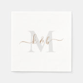 Goud en grijs Monogram Wit handschrift Servet (Voorkant)