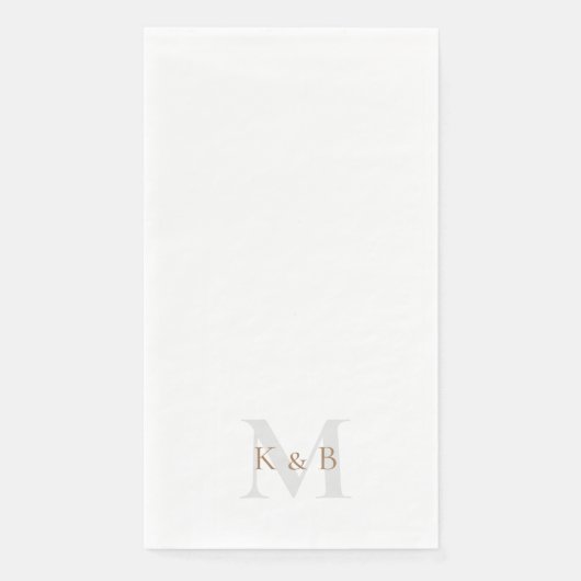 Goud en grijs Monogram wit Servet (Voorkant)