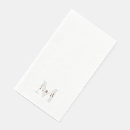 Goud en grijs Monogram wit Servet (Hoek)