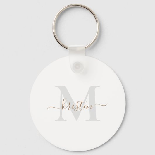 Goud en grijs Monogram wit Sleutelhanger (Voorkant)