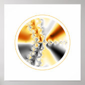 Goud en Grijs Symmetrische Fractal Poster (Voorkant)