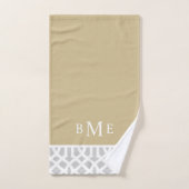 Goud en grijs Trellis Monogram | bewerkbare kleure Bad Handdoek (Handdoek)
