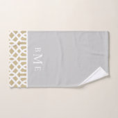 Goud en grijs Trellis Monogram | bewerkbare kleure Bad Handdoek (Handdoek)
