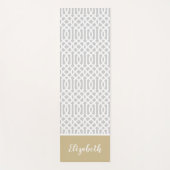 Goud en grijs Trellis Monogram | bewerkbare kleure Yogamat (Voorkant)