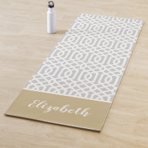 Goud en grijs Trellis Monogram | bewerkbare kleure