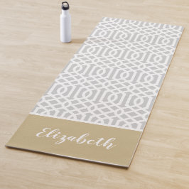 Goud en grijs Trellis Monogram | bewerkbare kleure Yogamat