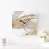 Goud en grijs vierkante klok (Huis)
