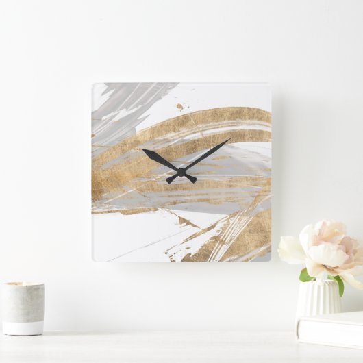 Goud en grijs vierkante klok (Huis)