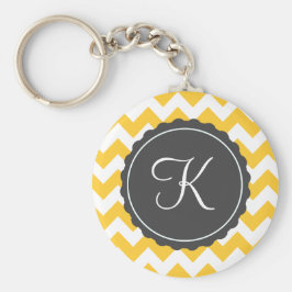 Goud en grijs Zig Zag, aangepast Initiaal Sleutelhanger