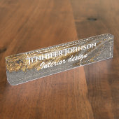 Goud en grijze marmer, aangepast naambordje (Zijkant)