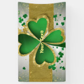 Goud en groen 4 blad klaver spandoek (Verticaal)