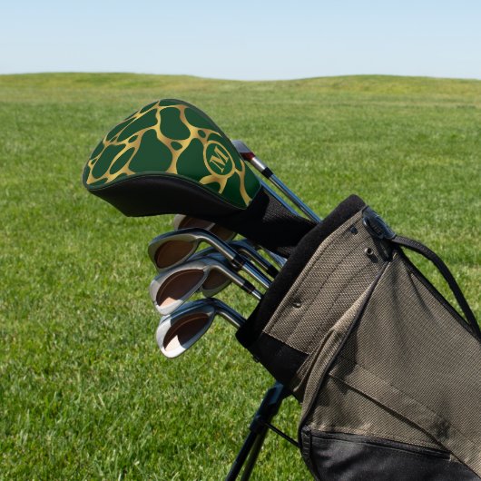 Goud en groen abstract girafpatroon golfheadcover (Insitu)