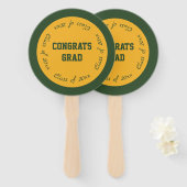 Goud en groen Afstudeerder, klasse 2023 Handwaaier (Voorkant en achterkant)
