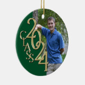 Goud en Groen Afstuderen Klasse van 2024 Foto Keramisch Ornament (Rechts)