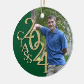 Goud en Groen Afstuderen Klasse van 2024 Foto Keramisch Ornament (Links)